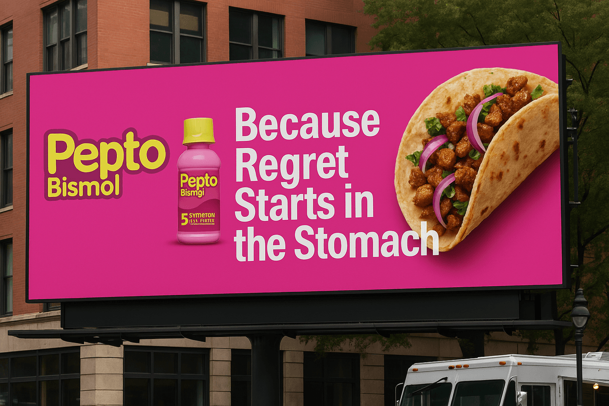 Pocket Pepto Billboard with Taco